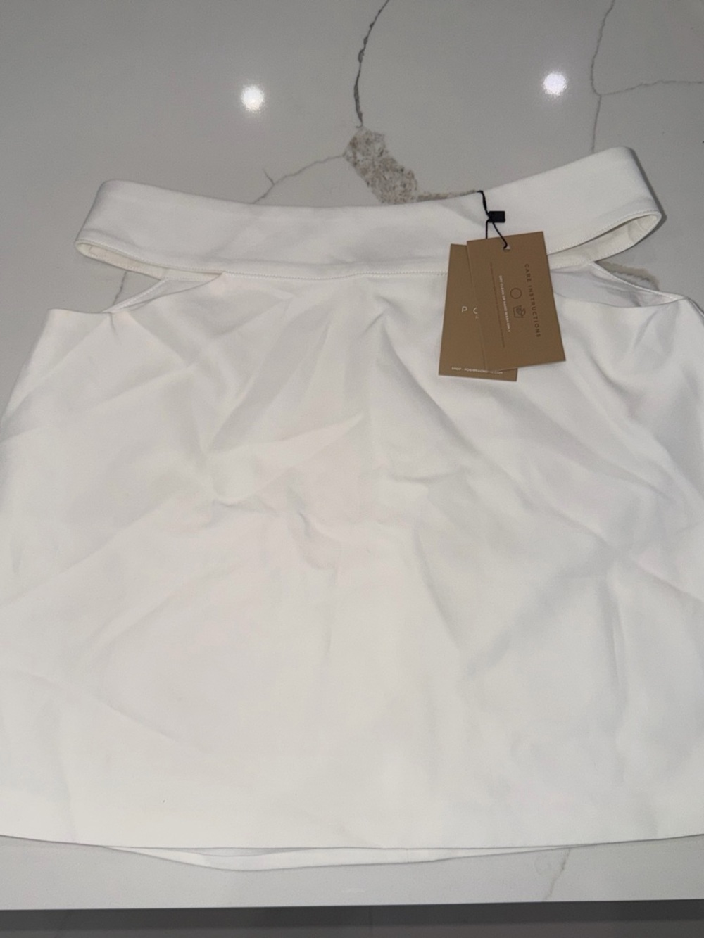 Posh White Off-Shoulder Fold Mini Skirt